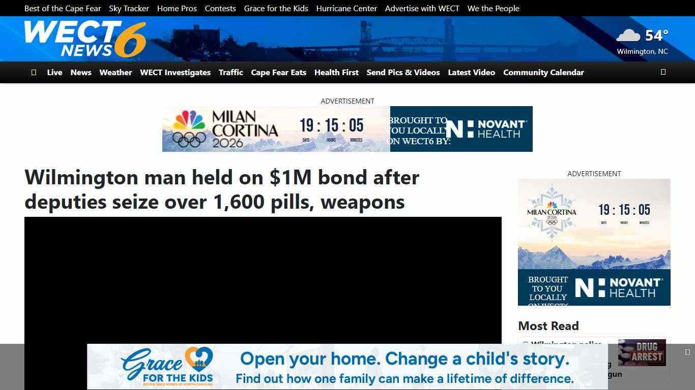 Wilmington man held on $1M bond after deputies seize over 1,600 pills, weapons